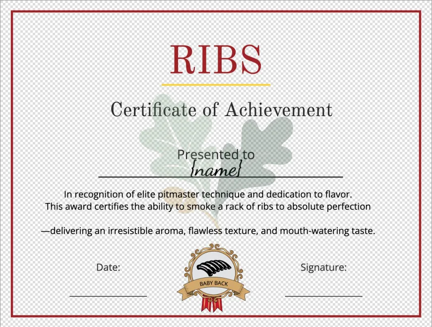 BBQ Ribs achievement certificate